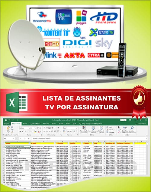 Lista de Emails Assinantes TV Por Assinatura